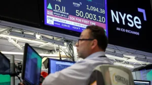 Dow 100,000 forecast as Wall Street screens show Dow above 50,000