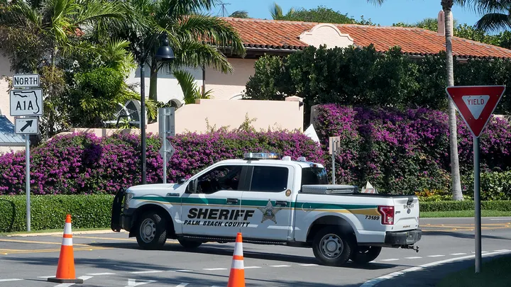 Law enforcement blocks a road near Mar-a-Lago after a security breach